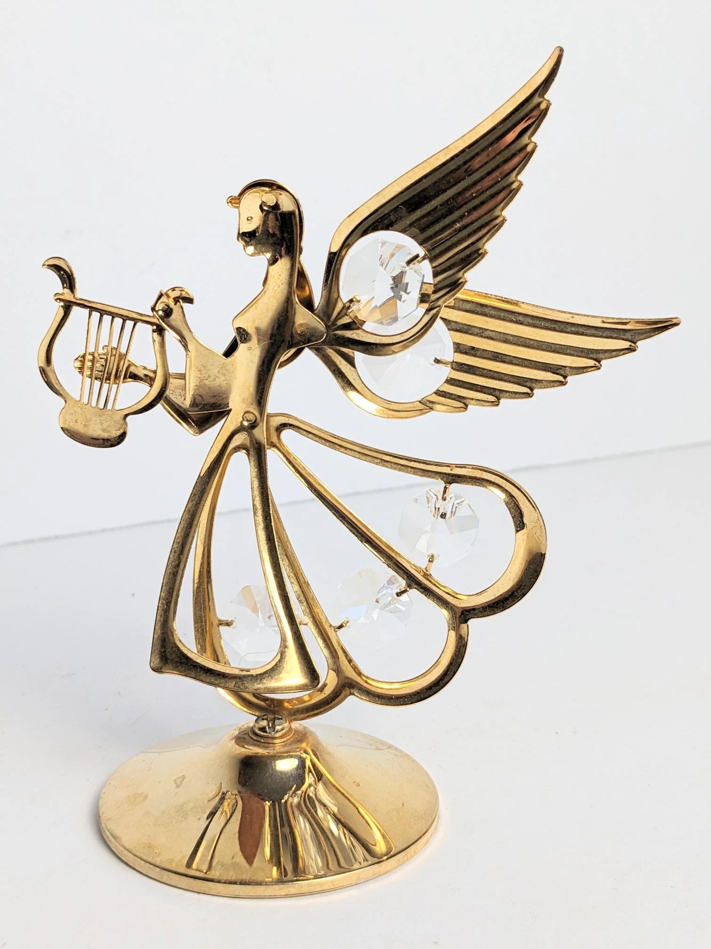 Vintage Austrian Crystal Delight Gold Plated Angel Figure