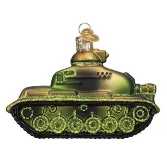 Military Tank Ornament Old World Christmas Glass Ornament