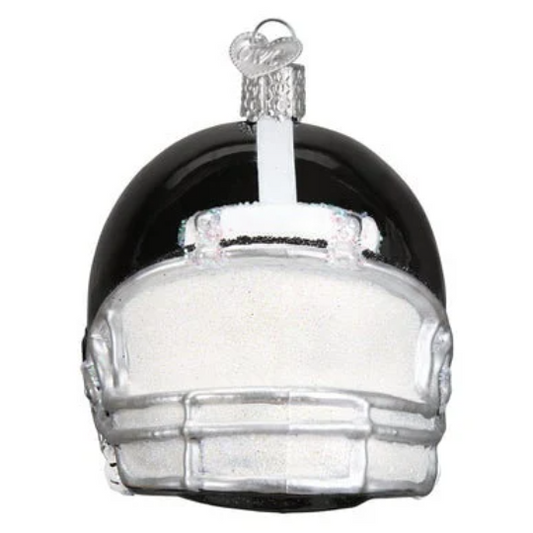 Black Football Helmet - Blown Glass Tree Ornament by Old World Christmas