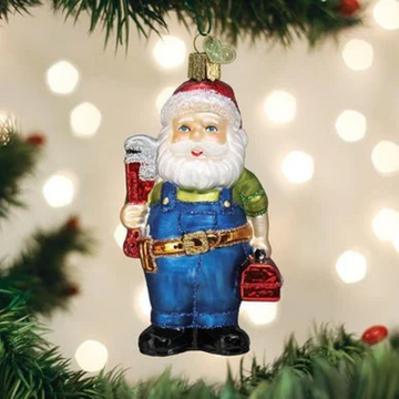 Handyman Santa Old World Christmas Glass Ornament