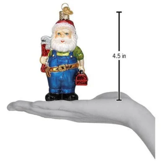 Handyman Santa Old World Christmas Glass Ornament