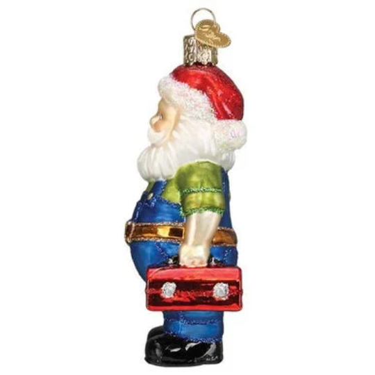 Handyman Santa Old World Christmas Glass Ornament