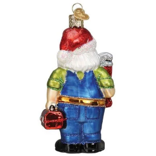 Handyman Santa Old World Christmas Glass Ornament