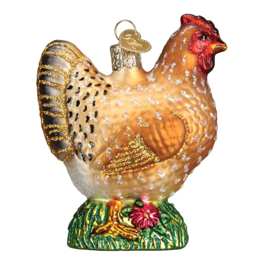 Spring Chicken Blown Glass Tree Ornament by Old World Chicken