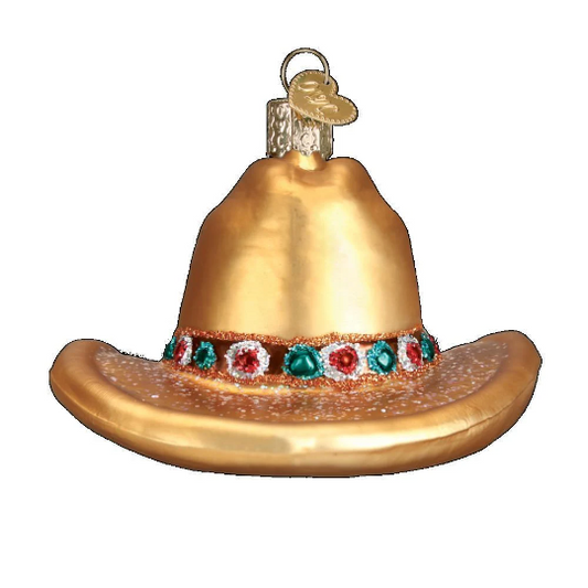 Cowboy Hat Old World Christmas Glass Ornament