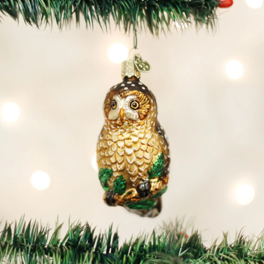 Spotted Owl Old World Christmas Glass Ornament