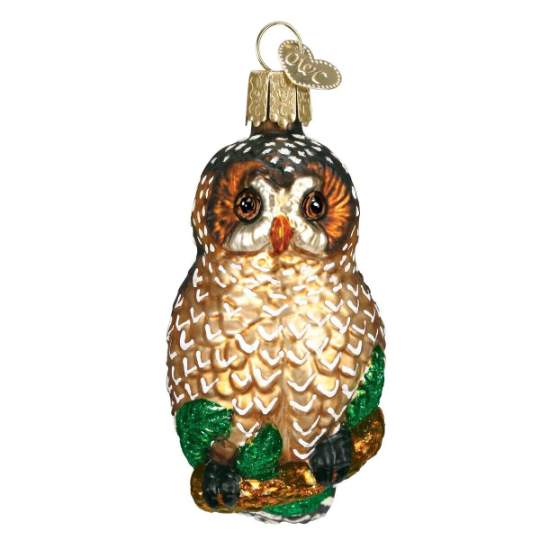 Spotted Owl Old World Christmas Glass Ornament