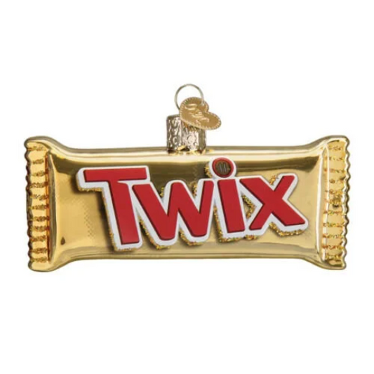 Twix Candy Bar Chocolate and Caramel Blown Glass Tree Ornament by Old World Christmas