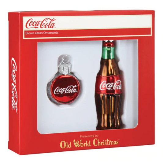 Coca Cola Bottle Set Old World Christmas Ornaments