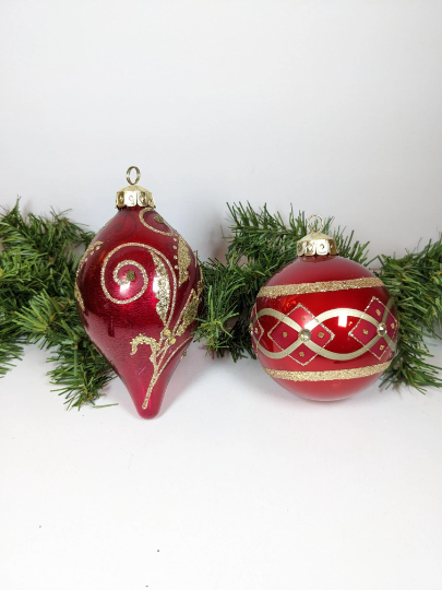 Vintage Kurt Adler Large Red Christmas Ornaments