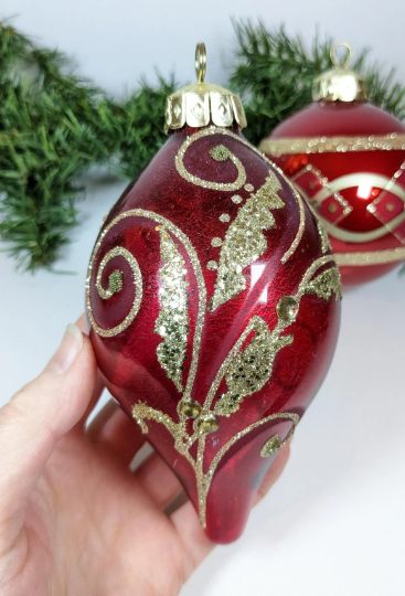 Vintage Kurt Adler Large Red Christmas Ornaments