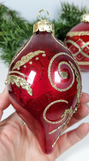 Vintage Kurt Adler Large Red Christmas Ornaments