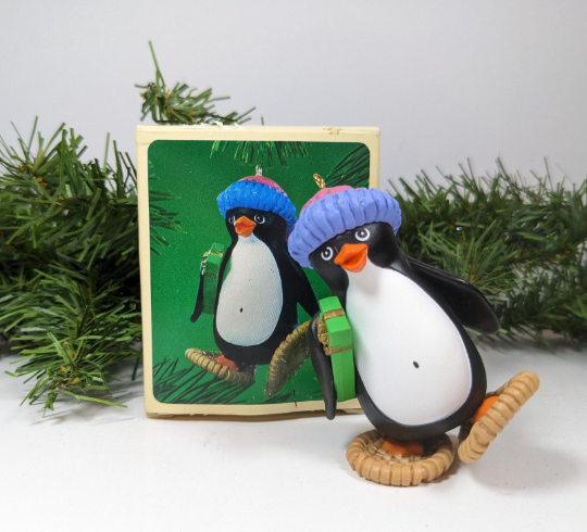 Vintage Hallmark 1984 Snowshoe Penguin Ornament