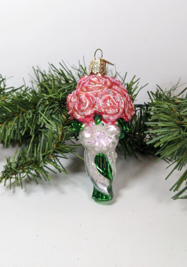 Pink Rose Bouquet Old World Christmas Ornament