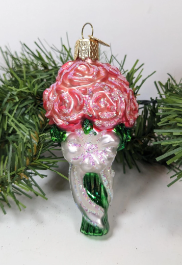 Pink Rose Bouquet Old World Christmas Ornament