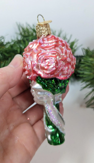 Pink Rose Bouquet Old World Christmas Ornament