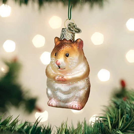 Hamster Old World Christmas Glass Ornament