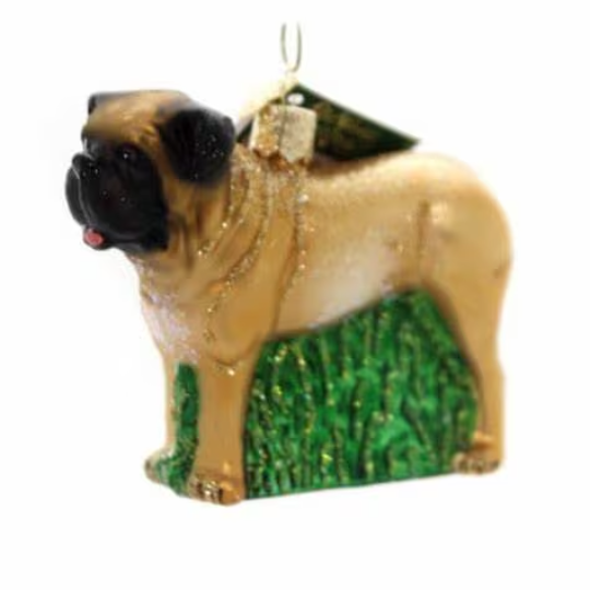 English Mastiff Old World Christmas Glass Ornament