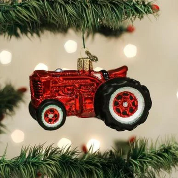 Old Farm Red Tractor Blown Glass Tree Ornament by Old World Christmas