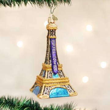 Eiffel Tower Blown Glass Francophone Tree Ornament Old World Christmas