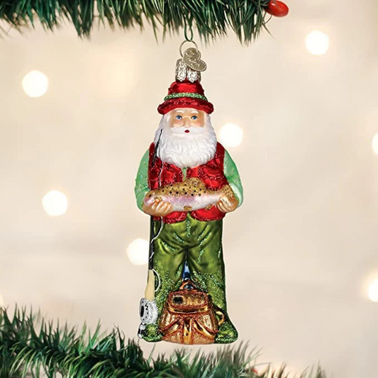 Fly Fishing Santa Old World Christmas Ornament