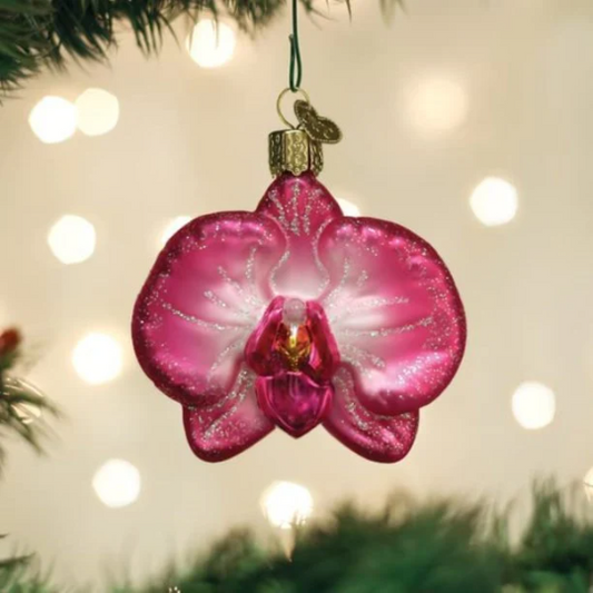 Pink Orchid Old World Christmas Ornament