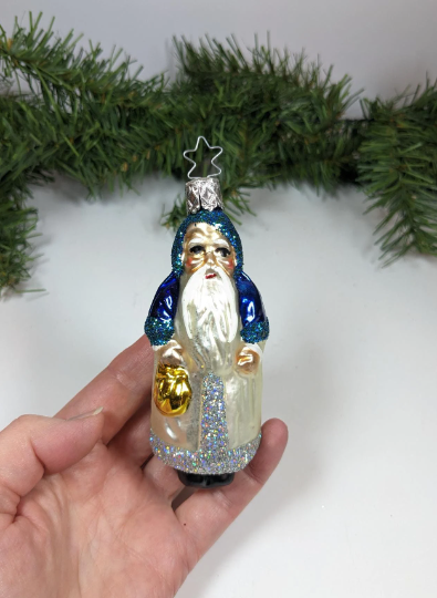 Inge Glas Santa in Blue - Retired Old World Christmas Ornament