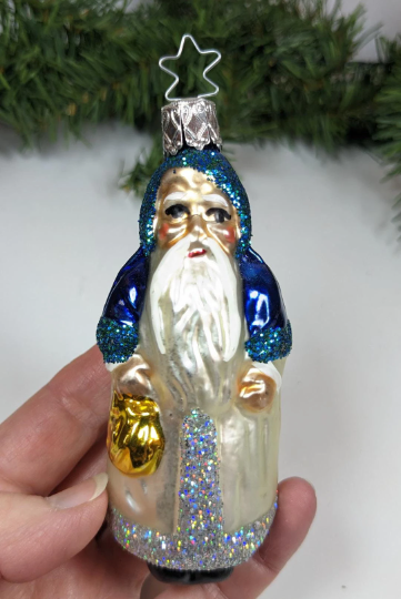 Inge Glas Santa in Blue - Retired Old World Christmas Ornament