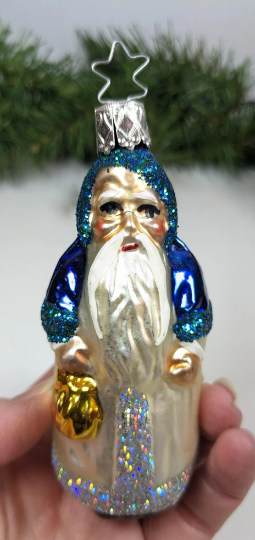 Inge Glas Santa in Blue - Retired Old World Christmas Ornament