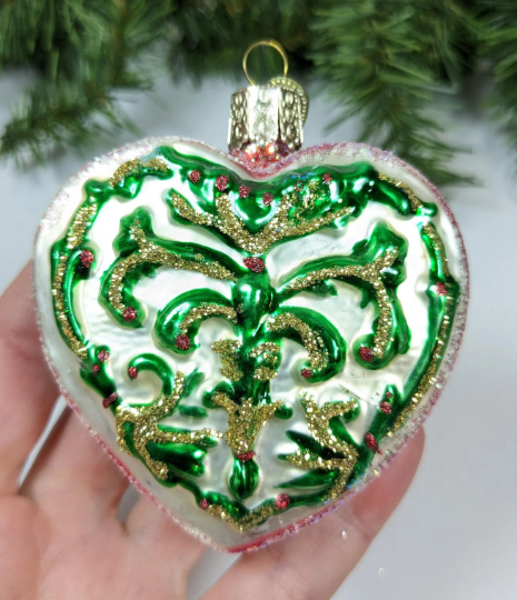 Green Heart Retired Old World Christmas Ornament