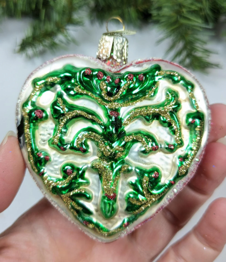 Green Heart Retired Old World Christmas Ornament