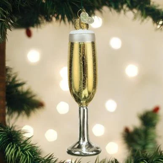 Champagne Flute Old World Christmas Glass Ornament