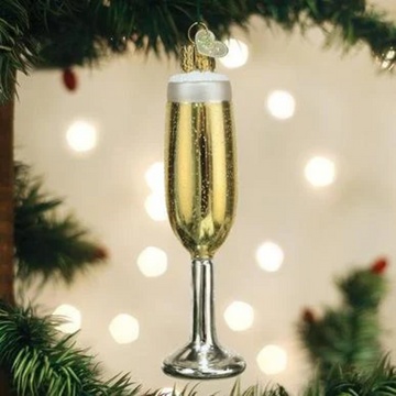 Champagne Flute Old World Christmas Glass Ornament