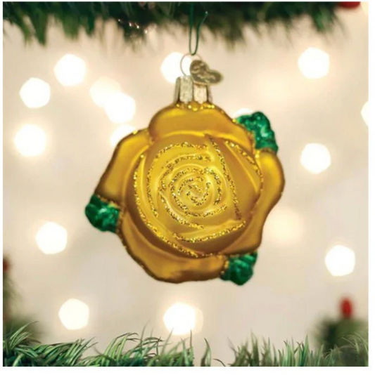 Yellow Rose Old World Christmas Ornament
