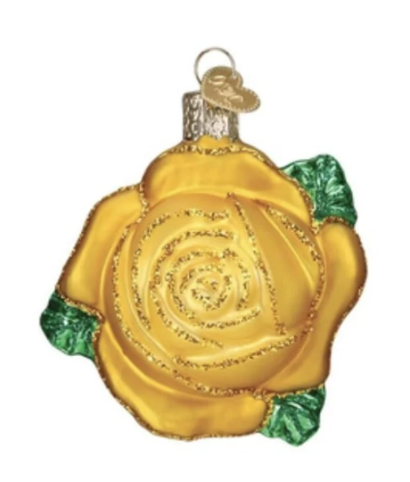 Yellow Rose Old World Christmas Ornament