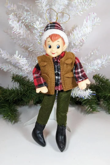 Lumberjack Elf Posable Shelf Table Christmas Ornament or Stocking Stuffer
