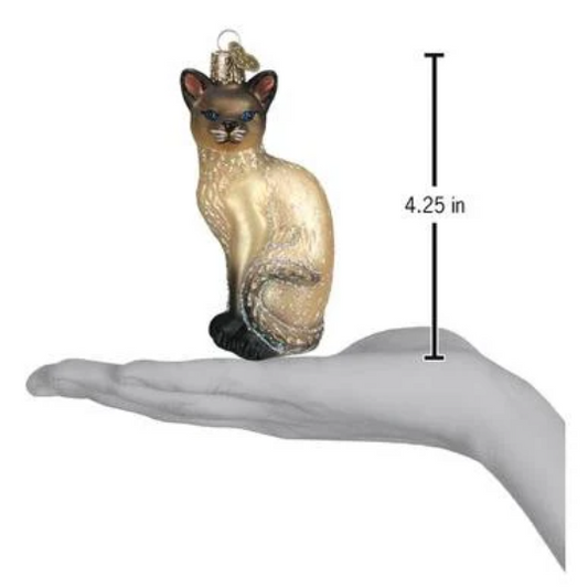 Tan Siamese Cat Old World Christmas Ornament