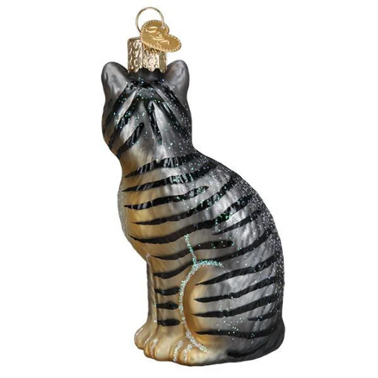 Tabby Cat Blown Glass Tree Ornament by Old World Christmas