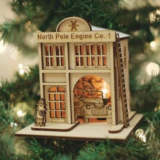 North Pole Engine Firehouse Ornament Old World Christmas