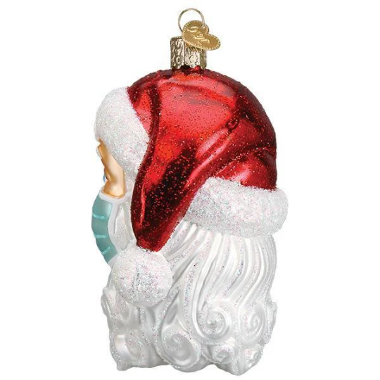 Santa With Face Mask Old World Christmas Ornament