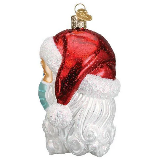 Santa With Face Mask Old World Christmas Ornament