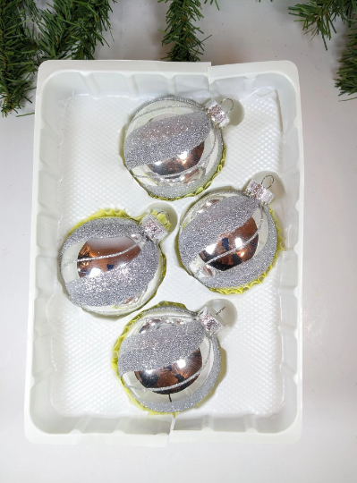 Silver Microbead Christmas Ornaments