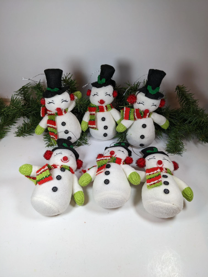 Vintage Plush Snowman Christmas Ornaments