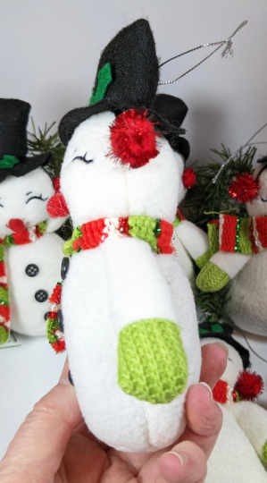 Vintage Plush Snowman Christmas Ornaments