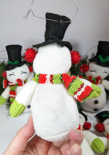 Vintage Plush Snowman Christmas Ornaments