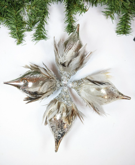 Feather Teardrop Christmas Ornaments