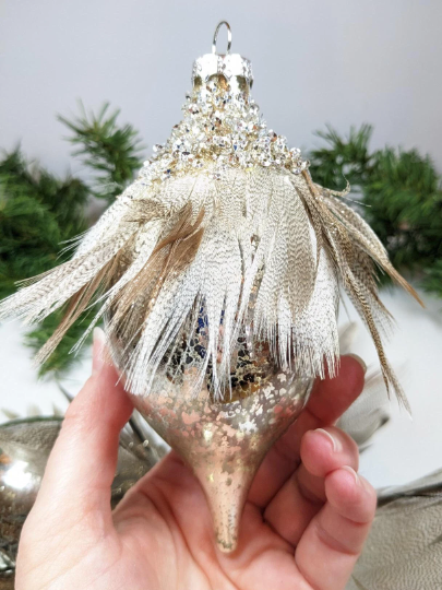 Feather Teardrop Christmas Ornaments