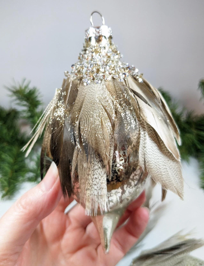 Feather Teardrop Christmas Ornaments