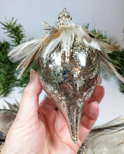 Feather Teardrop Christmas Ornaments