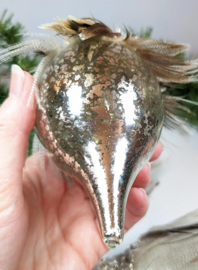 Feather Teardrop Christmas Ornaments